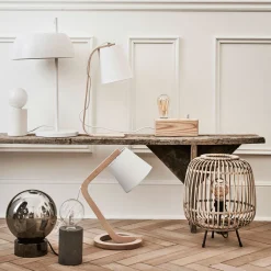 Lampe À Poser*alinea Lampe à poser en bois et coton H43cm E14 Naturel