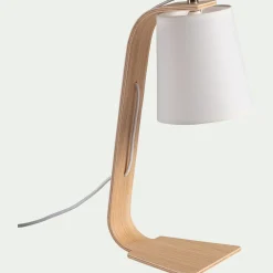 Lampe À Poser*alinea Lampe à poser en bois et coton H43cm E14 Naturel