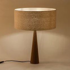 Lampe À Poser*alinea Lampe à poser en métal effet bois foncé et jute - D50cm Beige