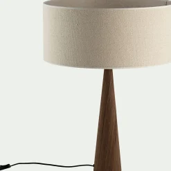 Lampe À Poser*alinea Lampe à poser en métal effet bois foncé et jute - D50cm Beige