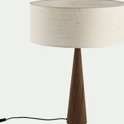Lampe À Poser*alinea Lampe à poser en métal effet bois et coton - écru D50cm Blanc