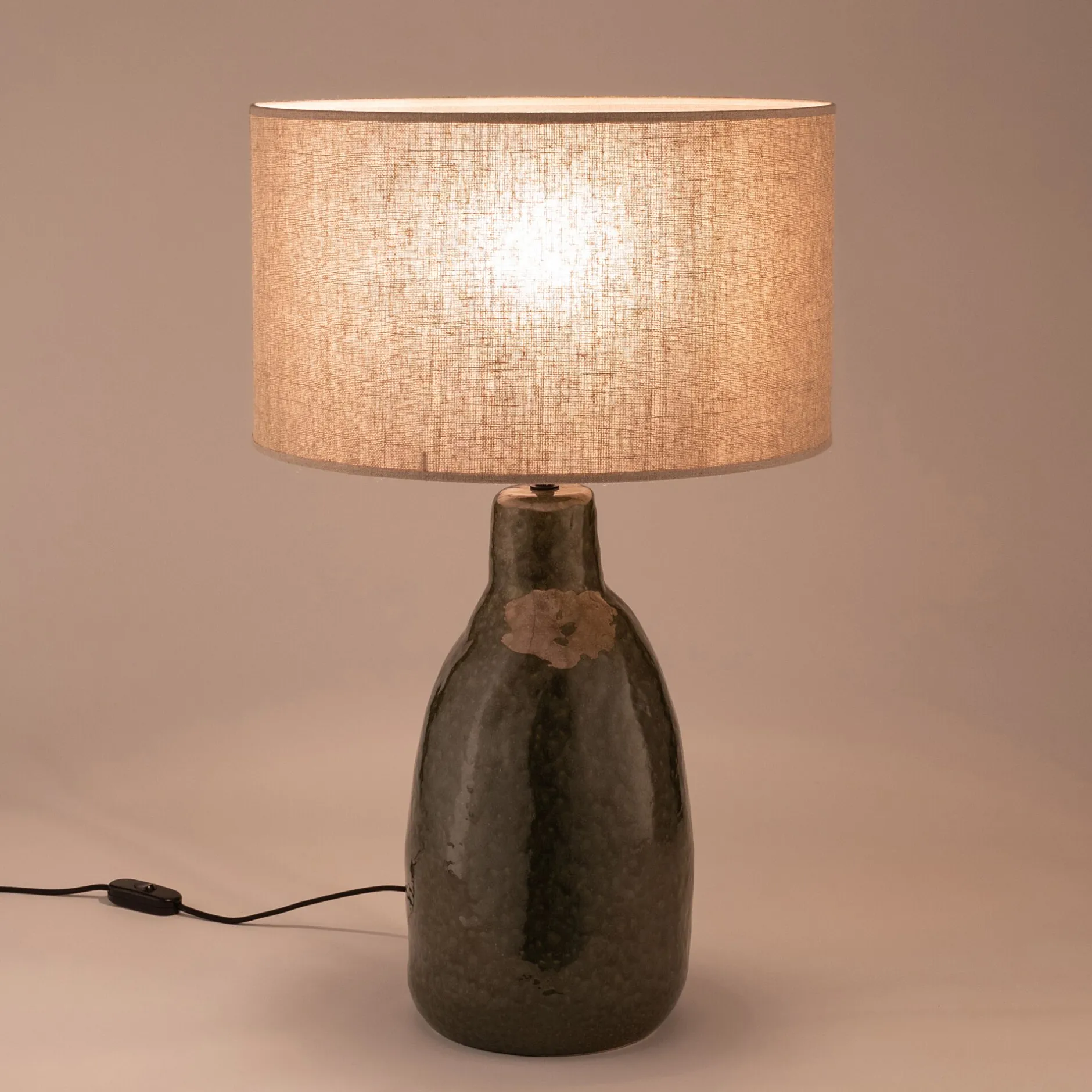 Lampe À Poser*alinea Lampe à poser électrifiée en céramique et coton H62cm - Vert