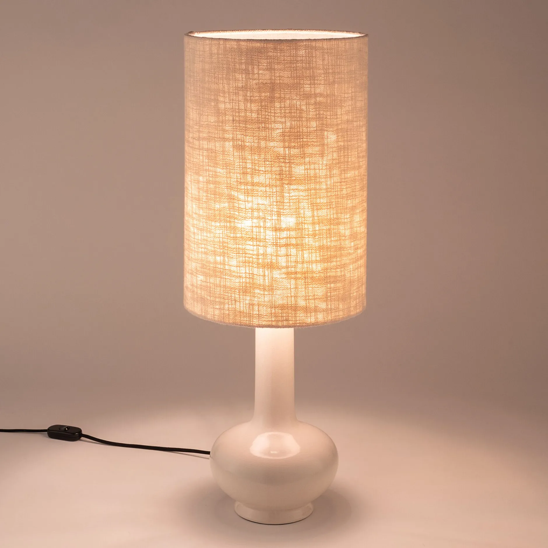 Lampe À Poser*alinea Lampe à poser électrifiée en céramique et coton H73cm - Blanc
