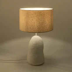 Lampe À Poser*alinea Lampe à poser électrifiée en céramique et lin H55cm - Blanc