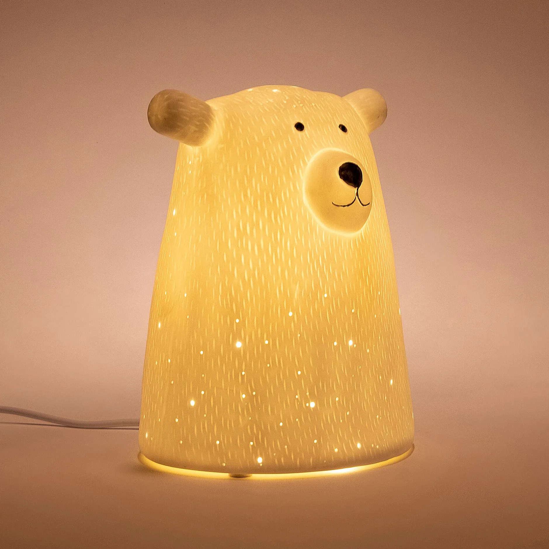 Lampe Chambre Enfant|Commode Enfant*alinea Lampe à poser électrifiée forme ours en porcelaine H16,2cm - Blanc