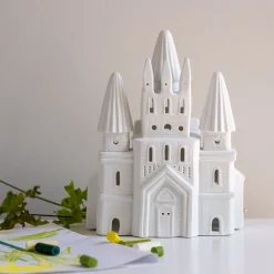 Matelas Enfant|Lampe Chambre Enfant*alinea Lampe à poser électrifiée forme château en porcelaine H25cm - Blanc