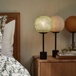 Lampe De Chevet|Lampe De Bureau*alinea Lampe à poser électrifiée tissée à la main H39,60cm - Vert