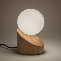 Lampe De Chevet|Lampe À Poser*alinea Lampe à poser tactile en fer effet bois clair H16cm- Naturel