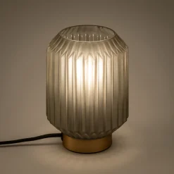 Lampe De Chevet|Lampe De Bureau*alinea Lampe de table en verre et acier H17cm - Gris