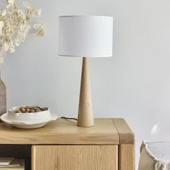 Lampe À Poser*alinea Lampe en bois clair et coton - noir Blanc