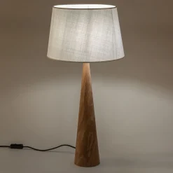 Lampe À Poser*alinea Lampe en métal effet bois clair et coton - Blanc