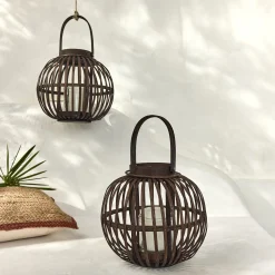 Lanterne*alinea Lanterne en bambou H26cm - Marron