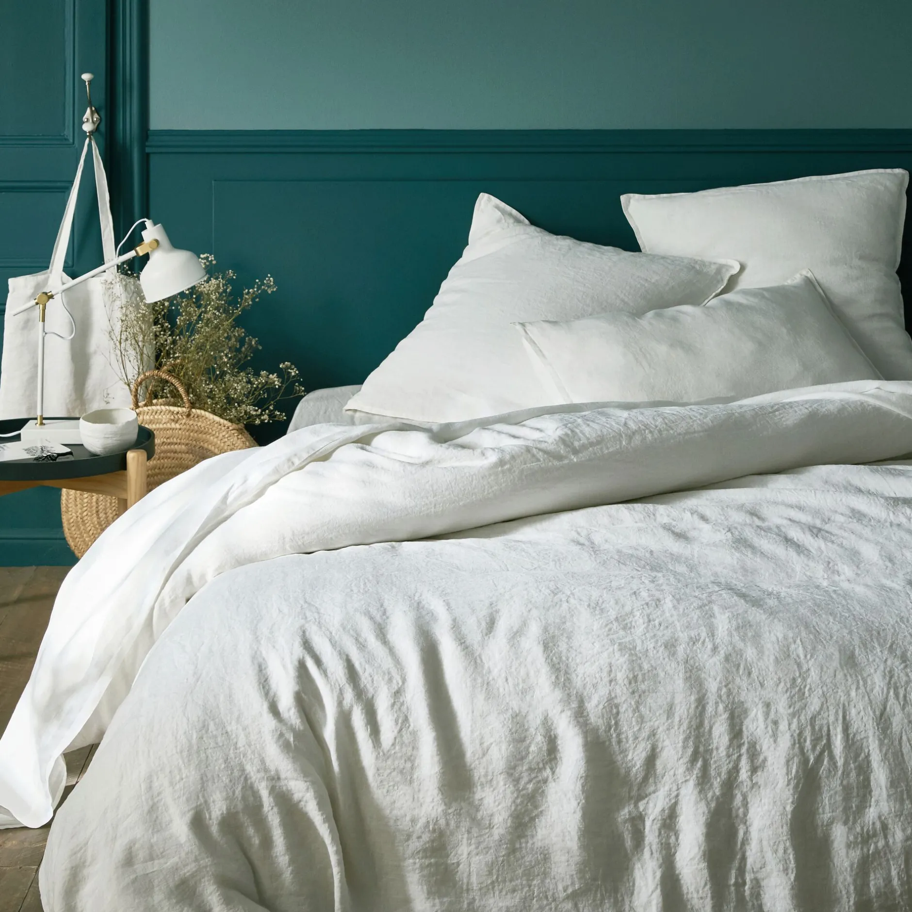 Parure De Lit*alinea Linge de lit uni en lin lavé - capelan Blanc