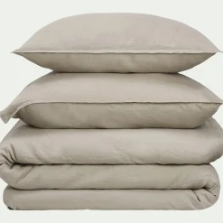 Parure De Lit*alinea Linge de lit uni en lin lavé - Beige