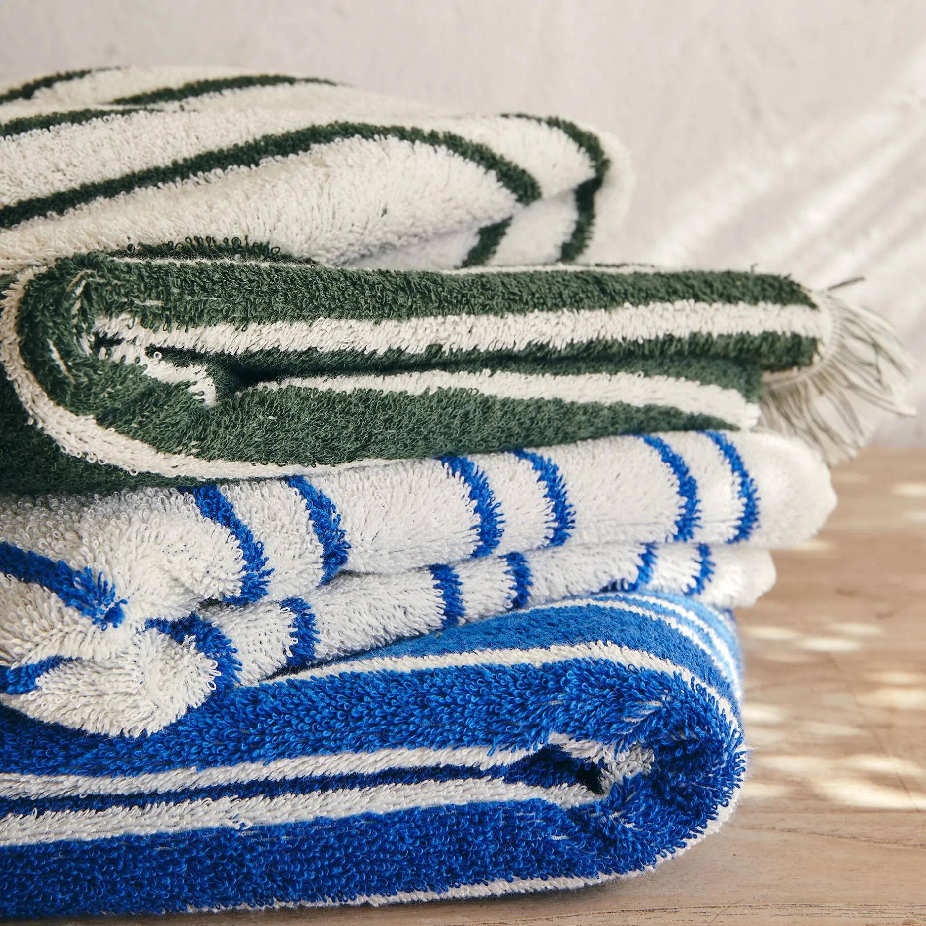 Serviette Invité*alinea Linge de toilette à rayures en coton - Vert