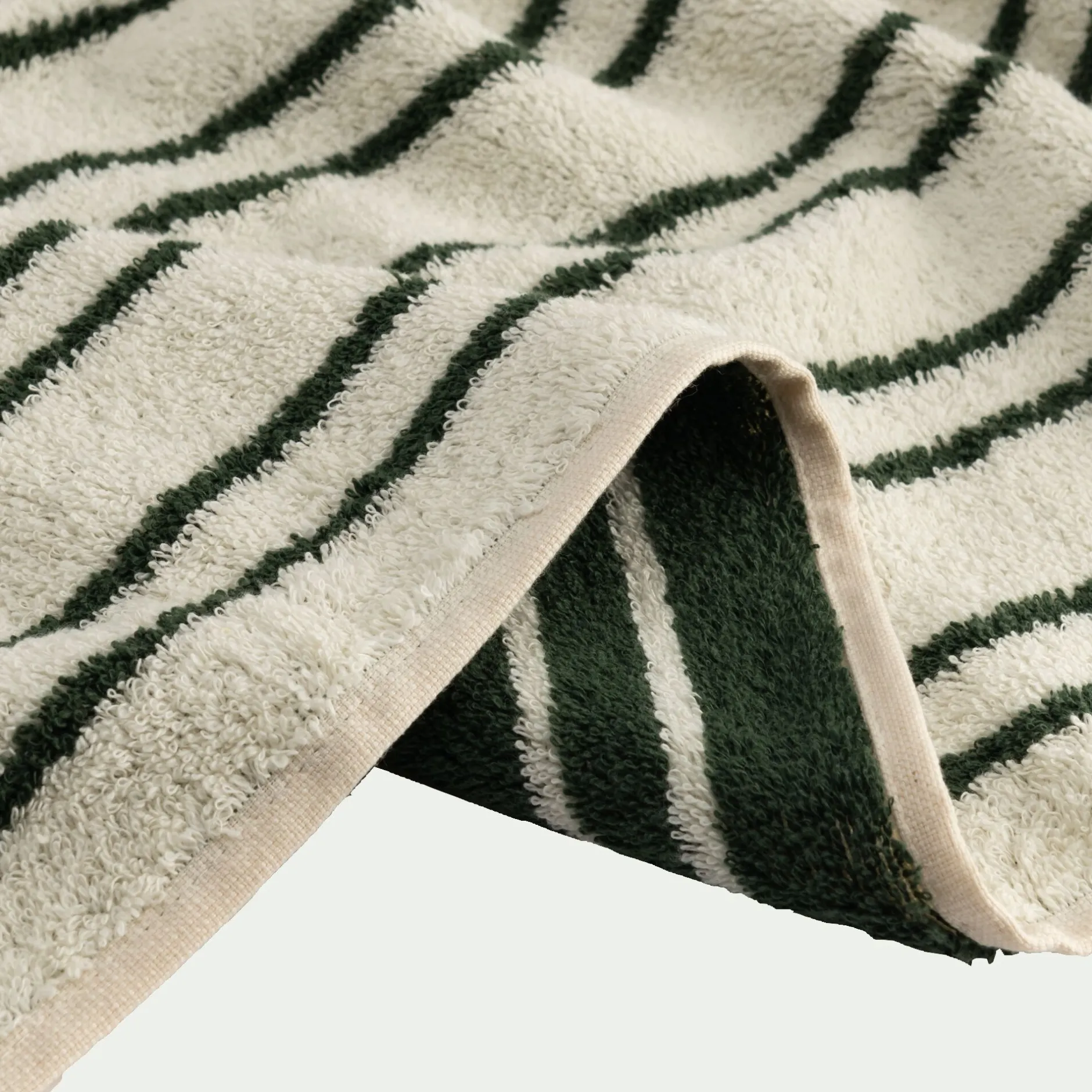 Serviette Invité*alinea Linge de toilette à rayures en coton - Vert