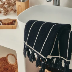 Serviette Invité*alinea Linge de toilette rayé en coton - Noir