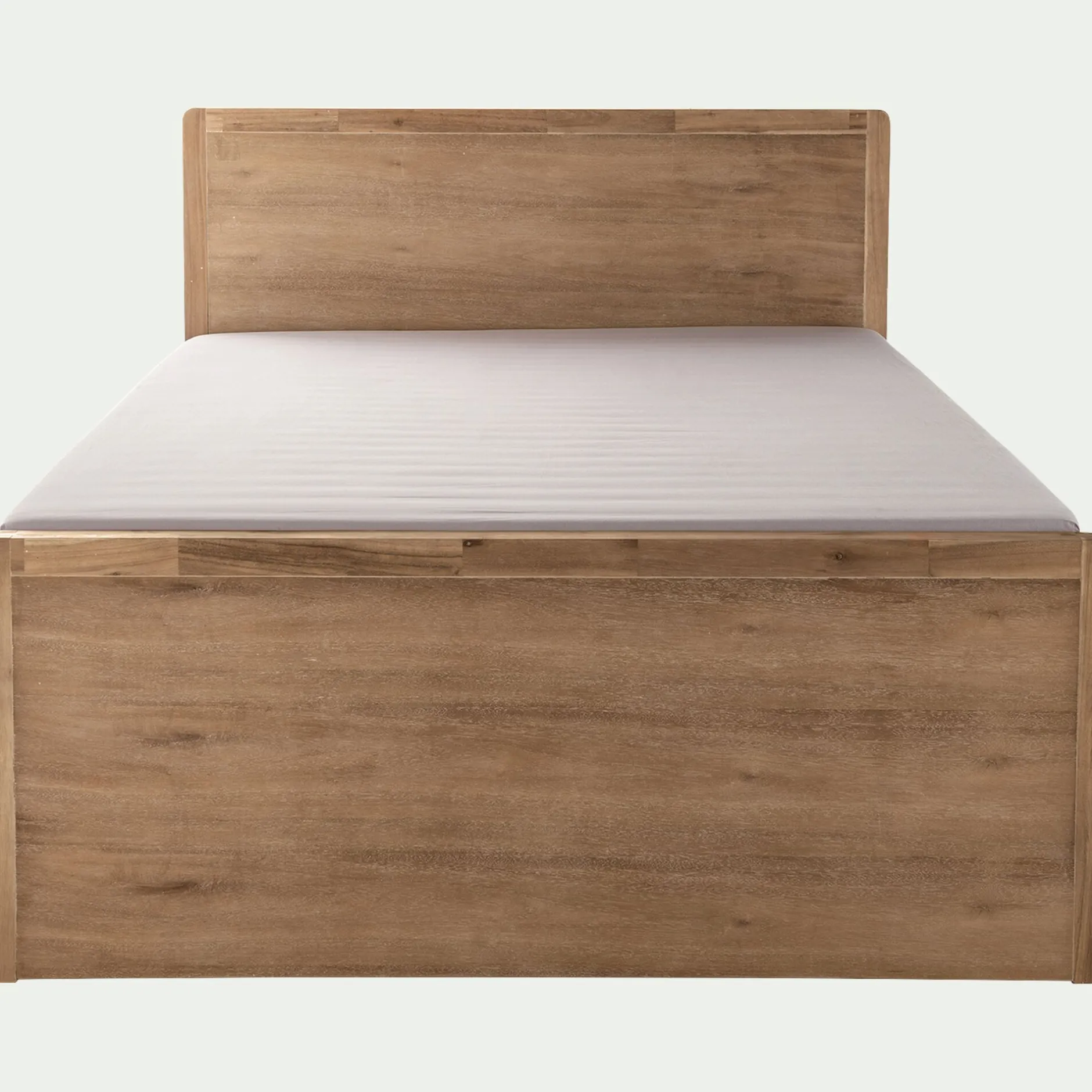 Lit Adulte*alinea Lit 2 places avec tête de lit en acacia 160x200cm - Bois clair