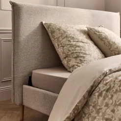 Lit Adulte*alinea Lit 2 places avec tête de lit en tissu 160x200cm - Gris