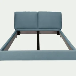 Lit Adulte*alinea Lit 2 places avec tête de lit en tissu doux 160x200cm - niolon Bleu