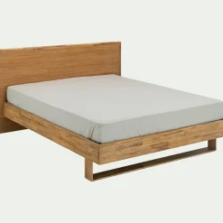 Lit Adulte*alinea Lit 2 places avec tête de lit en bois d'acacia 160x200cm - Bois clair