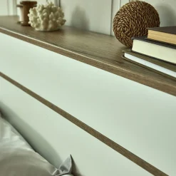 Lit Adulte*alinea Lit 2 places avec tête de lit en bois 160x200cm - Blanc