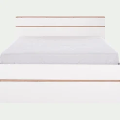 Lit Adulte*alinea Lit 2 places avec tête de lit en bois 160x200cm - Blanc