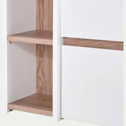 Lit Adulte*alinea Lit 2 places avec tête de lit en bois 160x200cm - Blanc