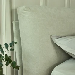 Lit Adulte*alinea Lit 2 places avec tête de lit en tissu doux 160x200cm - écru Blanc