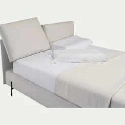 Lit Adulte*alinea Lit 2 places avec tête de lit en tissu doux 160x200cm - écru Blanc