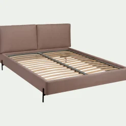 Lit Adulte*alinea Lit 2 places avec tête de lit en tissu doux 180x200cm - brun rustrel Marron