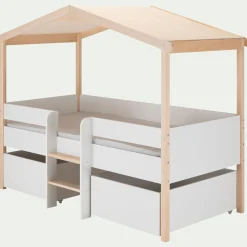 Lit Enfant|Lit Enfant*alinea Lit cabane 1 place en bois 90x200 cm - Blanc