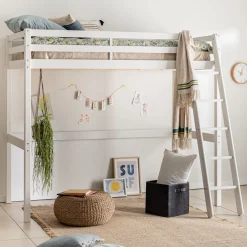 Lit Enfant|Lit Enfant*alinea Lit enfant haut 1 place en pin 90x200cm - Blanc