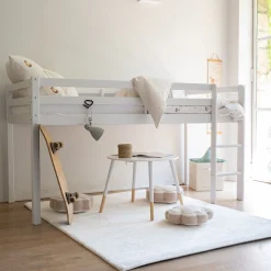 Lit Enfant|Lit Enfant*alinea Lit enfant mi-haut 1 place en pin massif 90x200cm - Blanc
