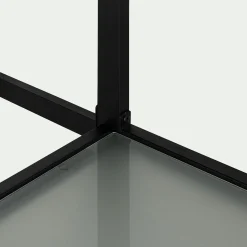 Lit Adulte*alinea Lit mezzanine 2 places en acier avec bureau en verre - 140x200cm Noir