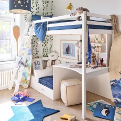 Lit Enfant|Lit Enfant*alinea Lit mezzanine en pin 90x200cm avec bureau - Blanc