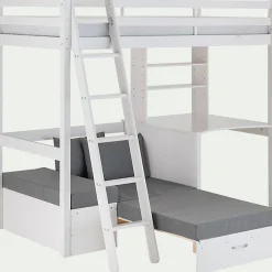 Lit Enfant|Lit Enfant*alinea Lit mezzanine en pin 90x200cm avec bureau - Blanc