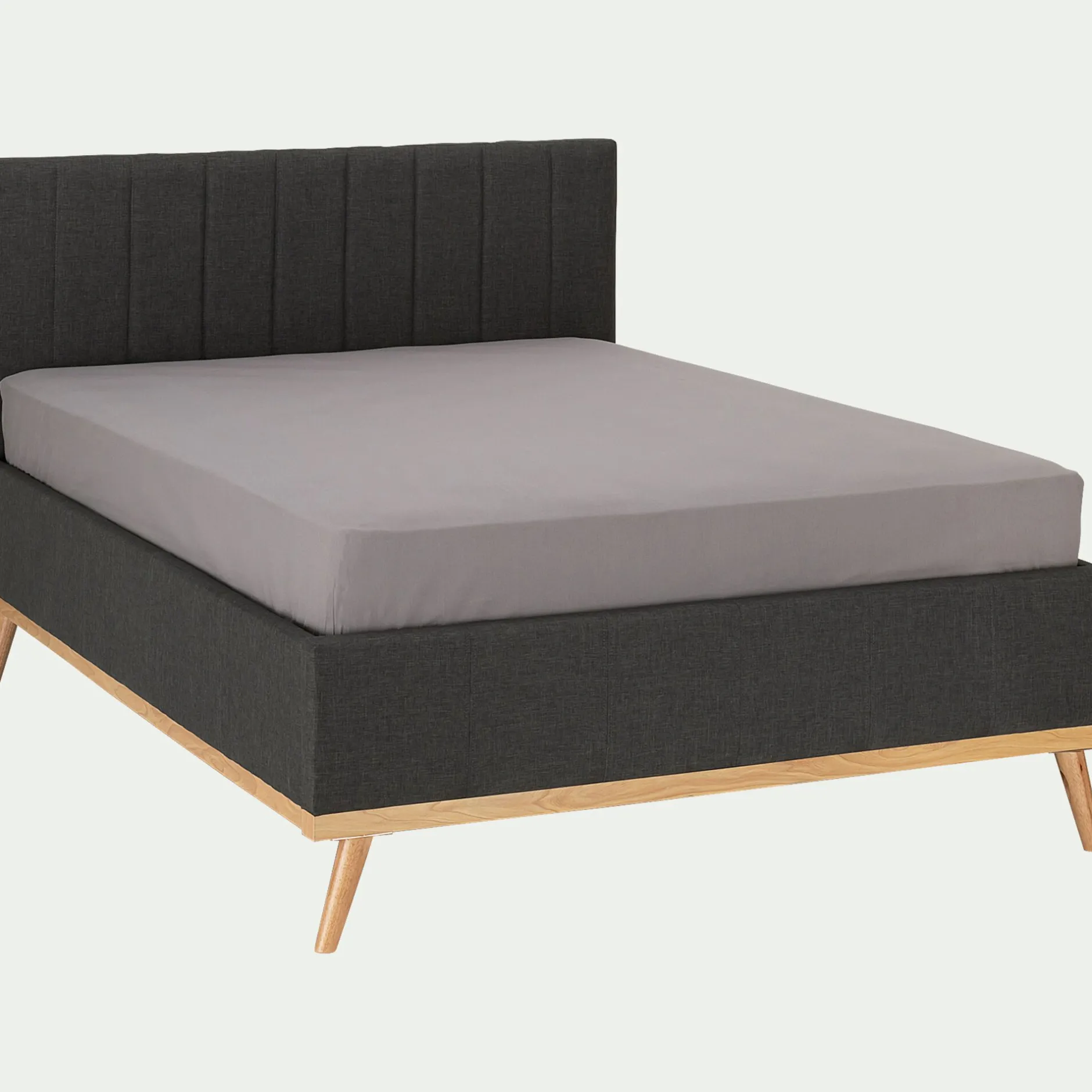 Lit Adulte*alinea Lit-coffre 2 places recouvert de tissu - 160x200cm Gris
