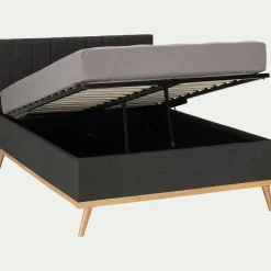 Lit Adulte*alinea Lit-coffre 2 places recouvert de tissu - 160x200cm Gris