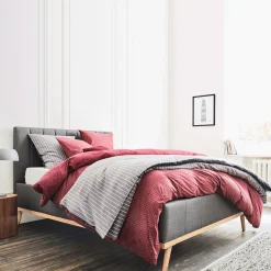 Lit Adulte*alinea Lit-coffre 2 places recouvert de tissu - 160x200cm Gris