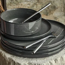 Assiette|Assiette De Noël*alinea Lot de 4 assiettes plates en grès émail réactif D27cm - olivier Vert