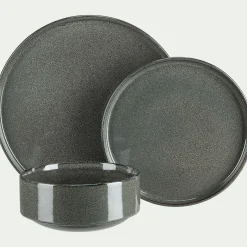 Assiette|Assiette De Noël*alinea Lot de 4 assiettes plates en grès émail réactif D27cm - olivier Vert