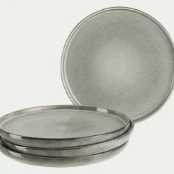 Assiette|Assiette De Noël*alinea Lot de 4 assiettes plates en grès émail réactif D27cm - borie Gris
