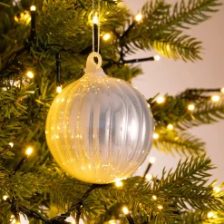 Boule De Noël*alinea Lot de 6 boules de Noël en verre D8cm - écru Blanc