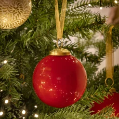 Boule De Noël*alinea Lot de 4 boules de Noël en verre D9cm - Rouge