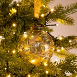 Boule De Noël*alinea Lot de 6 boules de Noël herbier en verre H7,5cm - Transparent