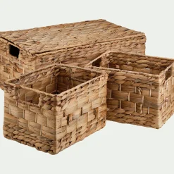 Boîte De Rangement|Panier*alinea Lot de 3 caisses de rangement en jacinthe d'eau - Naturel