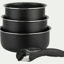 Casserole, Poêle Et Sauteuse*alinea Lot de 3 casseroles en aluminium avec manche amovible (tous feux dont induction) Noir