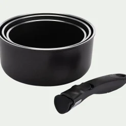 Casserole, Poêle Et Sauteuse*alinea Lot de 3 casseroles en aluminium avec manche amovible (tous feux dont induction) Noir