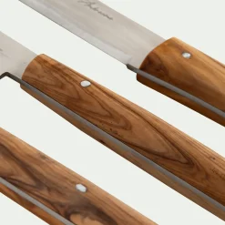Couteau De Cuisine*alinea Lot de 3 couteaux avec lame en inox et manche en bois d'olivier Bois foncé